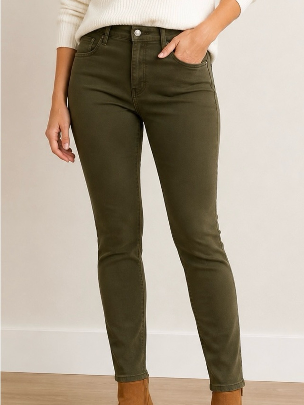 Buffalo David Bitton Jeans Size 14/34 Olive Green Skinny Stretch Jeans